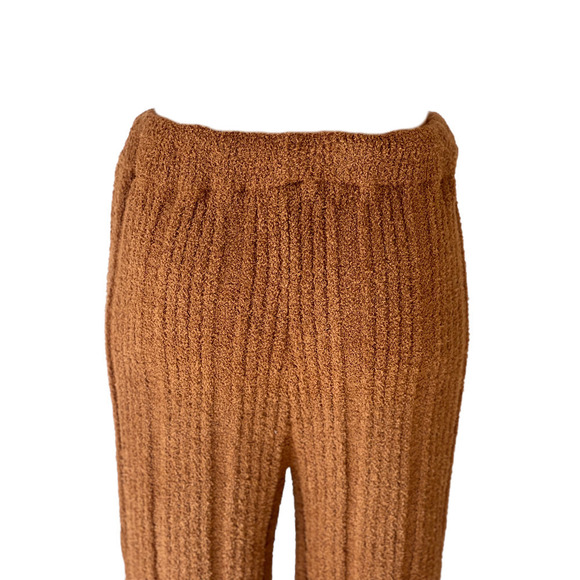 Solid Ribbed Knit Blanket Pants in Caramel - Picture 5 of 5